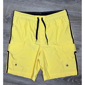 Old Navy‎ Mens Swim Trunks Shorts Yellow Cargo Pants Drawsting Waist Size Small